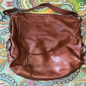 Banana Republic Camel Leather Braided Hobo Bag